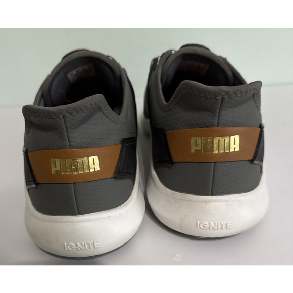 Puma Ignite Fasten8 Disc Golf Spike-less golf shoes Black/Gray/Gold Mens 12 - Picture 4 of 8